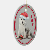 Sibirische Husky-Weihnachtsmannmütze Weihnachtssch Keramik Ornament (Rechts)