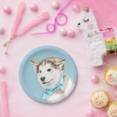 Sibirische Husky-Welpen-Malerei - Original Hundeku Pappteller (Party)