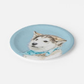 Sibirische Husky-Welpen-Malerei - Original Hundeku Pappteller (Schrägansicht)