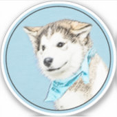Sibirische Husky-Welpenmalerei - Original Hundesch Aufkleber (Vorderseite)