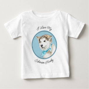 Sibirische Husky-Welpenmalerei - Original Hundesch Baby T-shirt