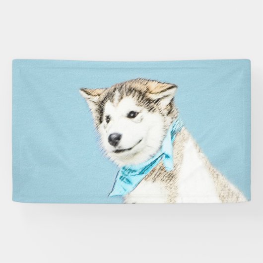 Sibirische Husky-Welpenmalerei - Original Hundesch Banner (Horizontal)