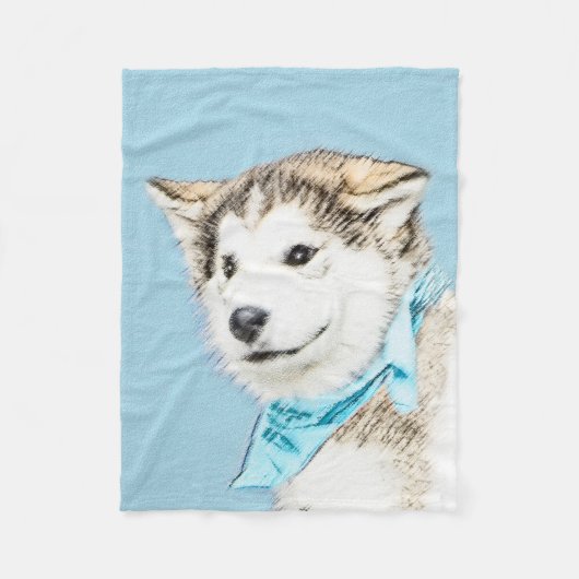 Sibirische Husky-Welpenmalerei - Original Hundesch Fleecedecke (Vorderseite)