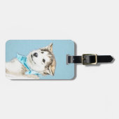 Sibirische Husky-Welpenmalerei - Original Hundesch Gepäckanhänger (Vorderseite horizontal)
