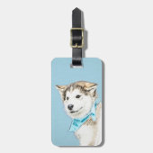 Sibirische Husky-Welpenmalerei - Original Hundesch Gepäckanhänger (Vorderseite vertikal)