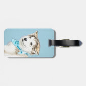 Sibirische Husky-Welpenmalerei - Original Hundesch Gepäckanhänger (Rückseite horizontal)