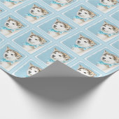 Sibirische Husky-Welpenmalerei - Original Hundesch Geschenkpapier (Ecke)
