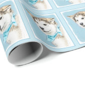 Sibirische Husky-Welpenmalerei - Original Hundesch Geschenkpapier (Rolleneckpunkt)