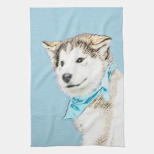 Sibirische Husky-Welpenmalerei - Original Hundesch Geschirrtuch