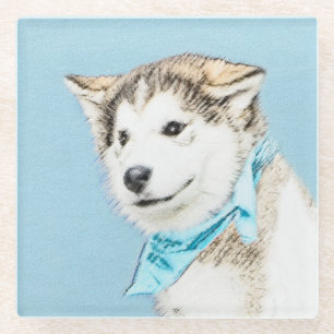 Sibirische Husky-Welpenmalerei - Original Hundesch Glasuntersetzer