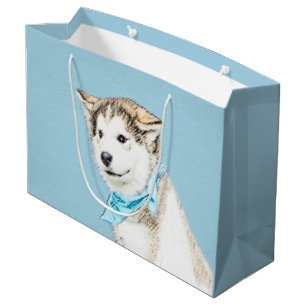 Sibirische Husky-Welpenmalerei - Original Hundesch Große Geschenktüte