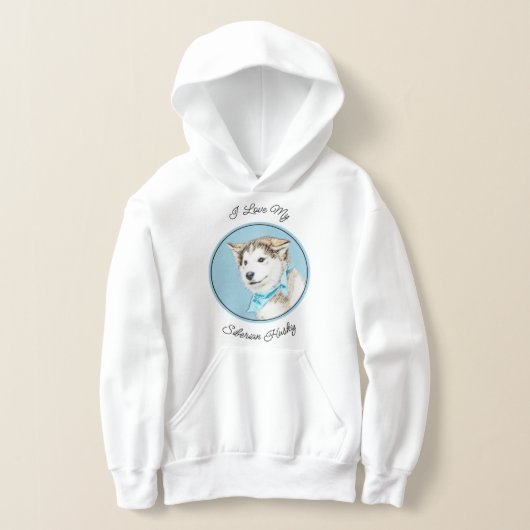 Sibirische Husky-Welpenmalerei - Original Hundesch Hoodie (Ablage )