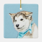 Sibirische Husky-Welpenmalerei - Original Hundesch Keramikornament (Rückseite)