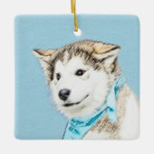 Sibirische Husky-Welpenmalerei - Original Hundesch Keramikornament (Vorderseite)