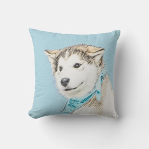 Sibirische Husky-Welpenmalerei - Original Hundesch Kissen