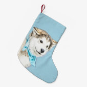 Sibirische Husky-Welpenmalerei - Original Hundesch Kleiner Weihnachtsstrumpf (Vorderansicht (hängend))