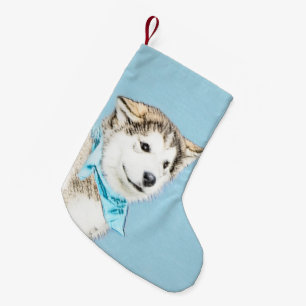 Sibirische Husky-Welpenmalerei - Original Hundesch Kleiner Weihnachtsstrumpf