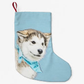 Sibirische Husky-Welpenmalerei - Original Hundesch Kleiner Weihnachtsstrumpf (Vorderseite)