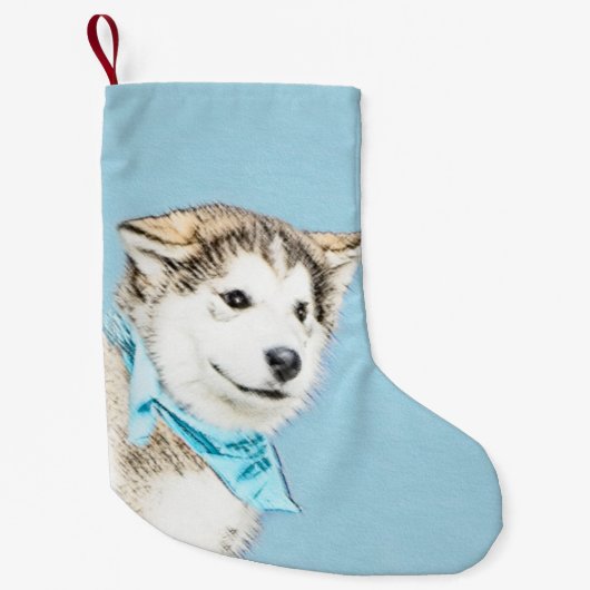 Sibirische Husky-Welpenmalerei - Original Hundesch Kleiner Weihnachtsstrumpf (Vorderseite)