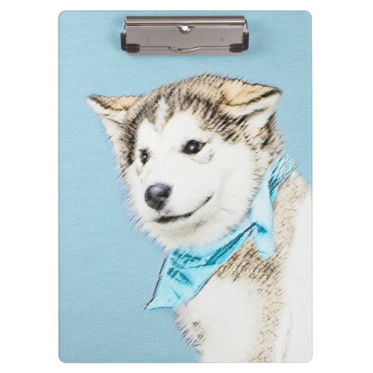 Sibirische Husky-Welpenmalerei - Original Hundesch Klemmbrett (Vorderseite)