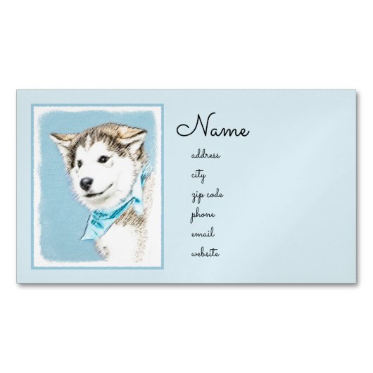 Sibirische Husky-Welpenmalerei - Original Hundesch Magnetische Visitenkarte (Vorderseite)
