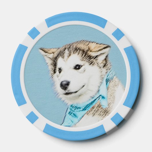 Sibirische Husky-Welpenmalerei - Original Hundesch Pokerchips (Rückseite)