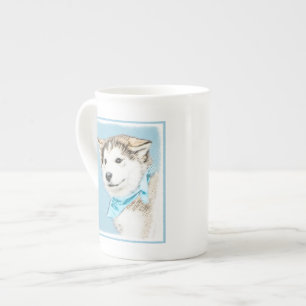 Sibirische Husky-Welpenmalerei - Original Hundesch Porzellantasse