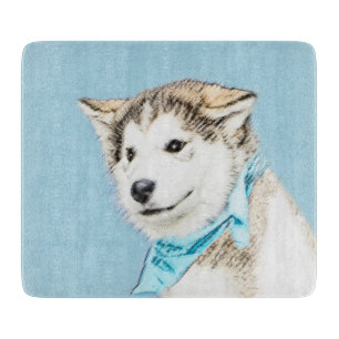 Sibirische Husky-Welpenmalerei - Original Hundesch Schneidebrett