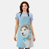 Sibirische Husky-Welpenmalerei - Original Hundesch Schürze (Getragen)