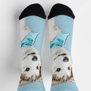 Sibirische Husky-Welpenmalerei - Original Hundesch Socken