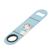 Sibirische Husky-Welpenmalerei - Original Hundesch Speed Flaschenöffner (Vorderseite Schrägansicht)