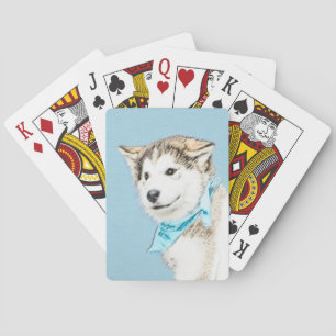 Sibirische Husky-Welpenmalerei - Original Hundesch Spielkarten