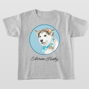 Sibirische Husky-Welpenmalerei - Original Hundesch T-Shirt