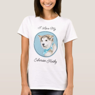 Sibirische Husky-Welpenmalerei - Original Hundesch T-Shirt