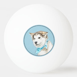 Sibirische Husky-Welpenmalerei - Original Hundesch Tischtennisball