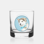 Sibirische Husky-Welpenmalerei - Original Hundesch Whiskyglas (Rückseite)
