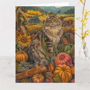 Sibirische Katze Herbsternte Erntedankfest Karte