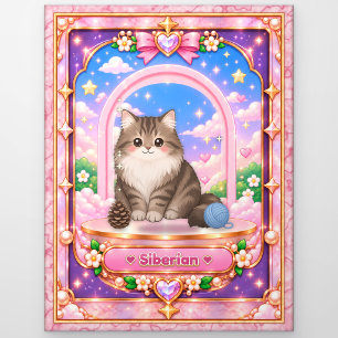 Sibirische Katze, Kawaii-Kunst Postkarte