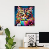 Sibirische Katze Latte Art zum Feiern Poster (Heimbüro)