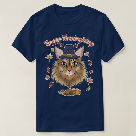 Sibirische Katze Lover I Happy Thanksgiving T-Shirt (Design vorne)