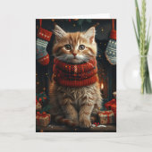 Sibirische Katze mit Weihnachtsgeschenken Feuerpla Karte (Vorderseite)