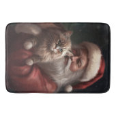 Sibirische Katze mit Weihnachtsmann Weihnachten Badematte (Vorderseite)