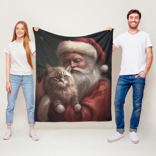 Sibirische Katze mit Weihnachtsmann Weihnachten Fleecedecke (Beispiel)