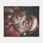 Sibirische Katze mit Weihnachtsmann Weihnachten Fleecedecke (Vorderseite (Horizontal))