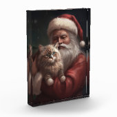 Sibirische Katze mit Weihnachtsmann Weihnachten Fotoblock (Links)
