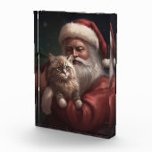 Sibirische Katze mit Weihnachtsmann Weihnachten Fotoblock (Rechts)