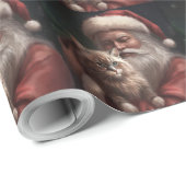 Sibirische Katze mit Weihnachtsmann Weihnachten Geschenkpapier (Rolleneckpunkt)