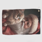 Sibirische Katze mit Weihnachtsmann Weihnachten Golfhandtuch (Horizontal)