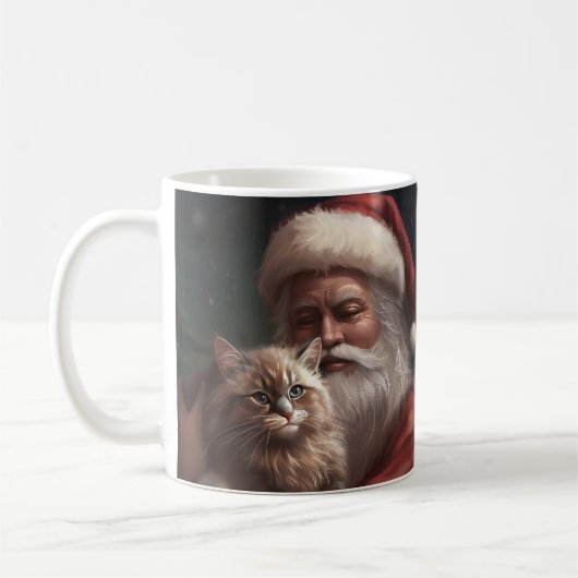 Sibirische Katze mit Weihnachtsmann Weihnachten Kaffeetasse (Links)