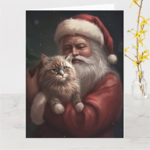 Sibirische Katze mit Weihnachtsmann Weihnachten Karte